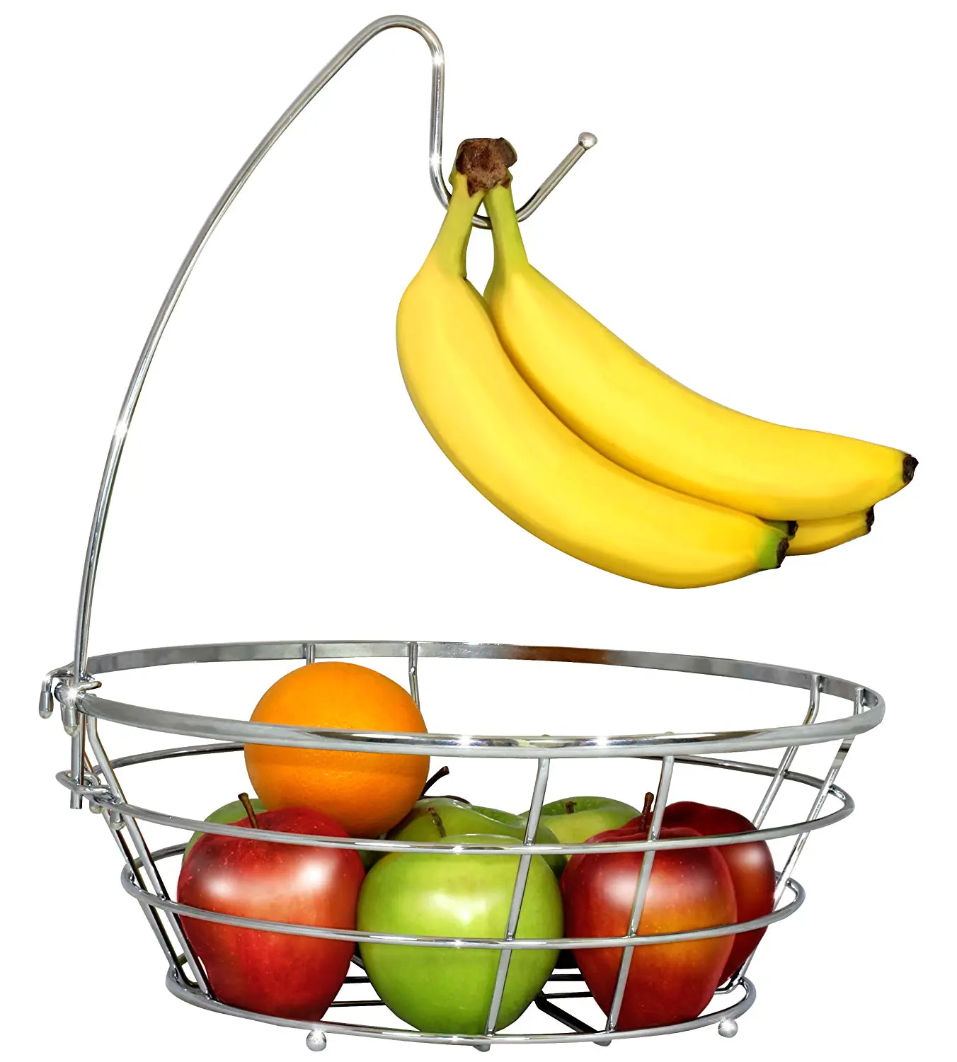 Hot sale round living room metal wire fruit storage basket with banana holder