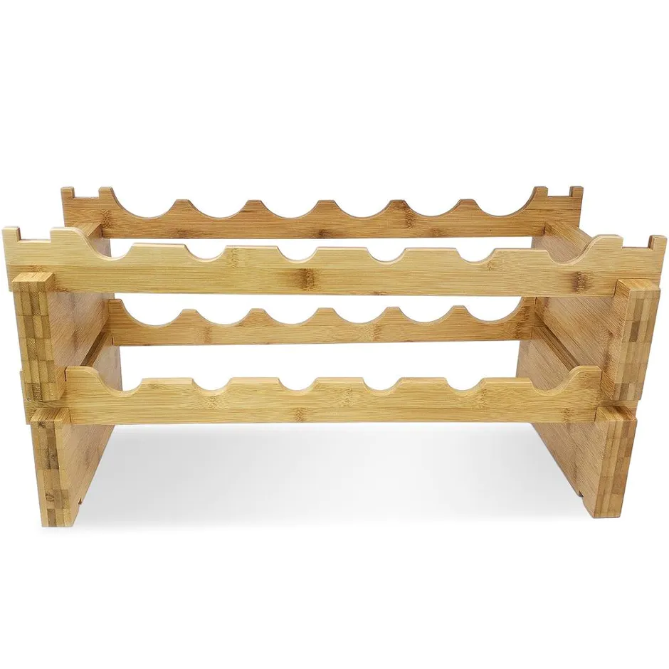 High quality 12-Bottle Stackable Natural solid wood Wine Display rack and Storage Rack