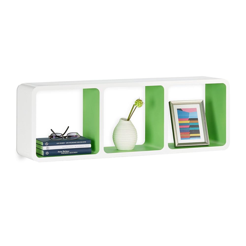 Wall Mount Floating Shelves Decorative Bookcase 3-Compartments Floating Wall Shelf