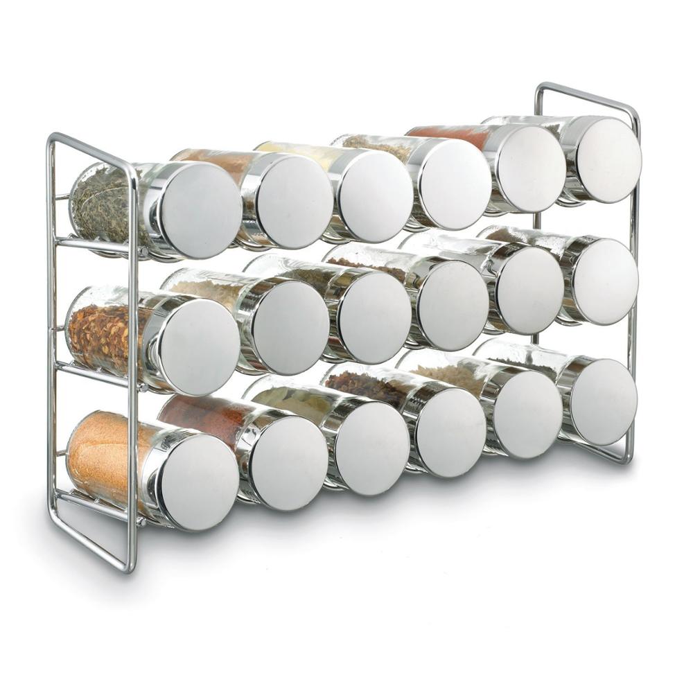 3 Tier 18 Jars Standing Metal Spice Rack Kitchen Storage Spice Jar Rack