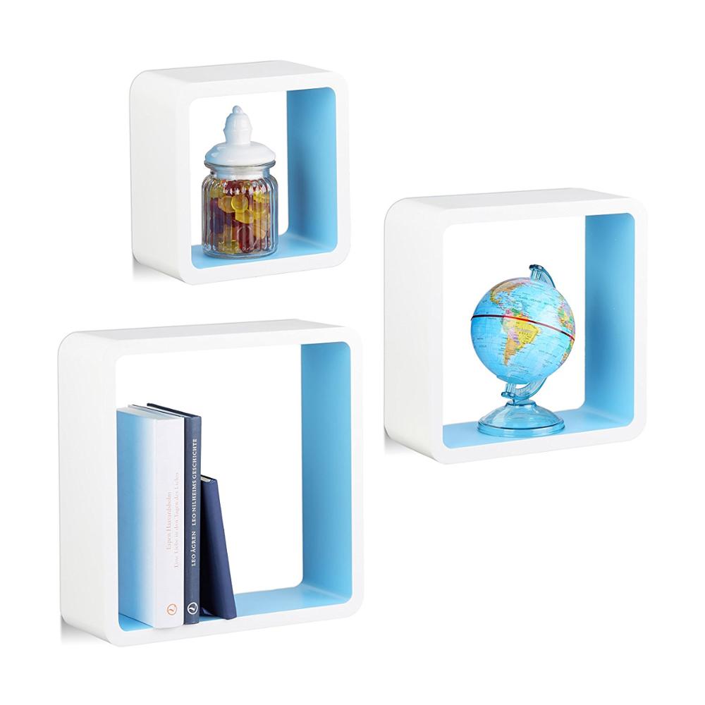 High quality 3 pieces cube wall shelf set living decorative wood wall cube shelf