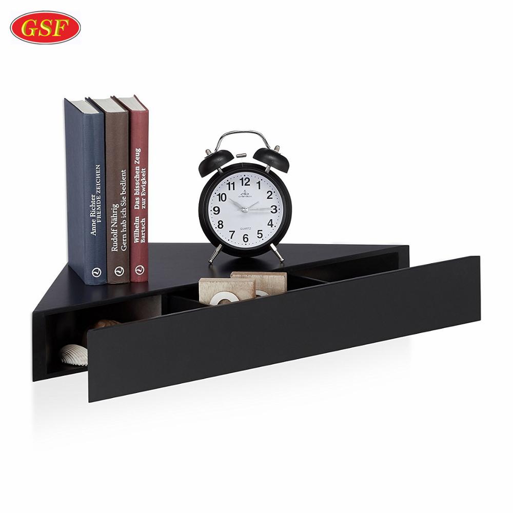 Creative Design Cheap Wall Corner Mounted Floating Wooden Wall Corner Shelf Display Corner Shelf Brackets With Drawer