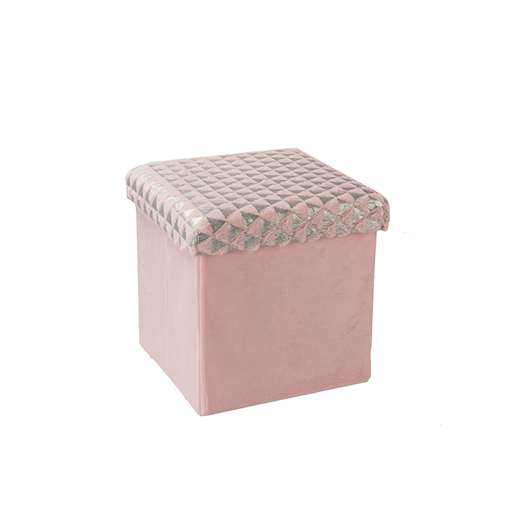 Flannel Multi-Function Storage Stool Can Sit People Storage Box Home Pink Cute Foldable Storage Box Stool