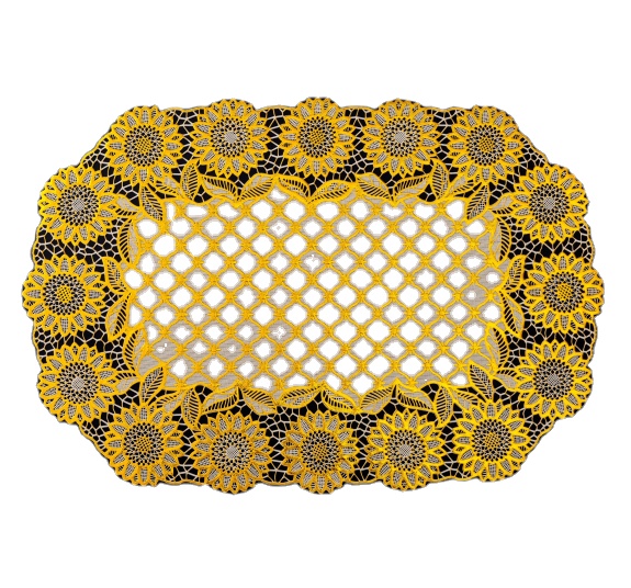 Nordic delicate sunflower shape mesh stamp lace coffee coaster