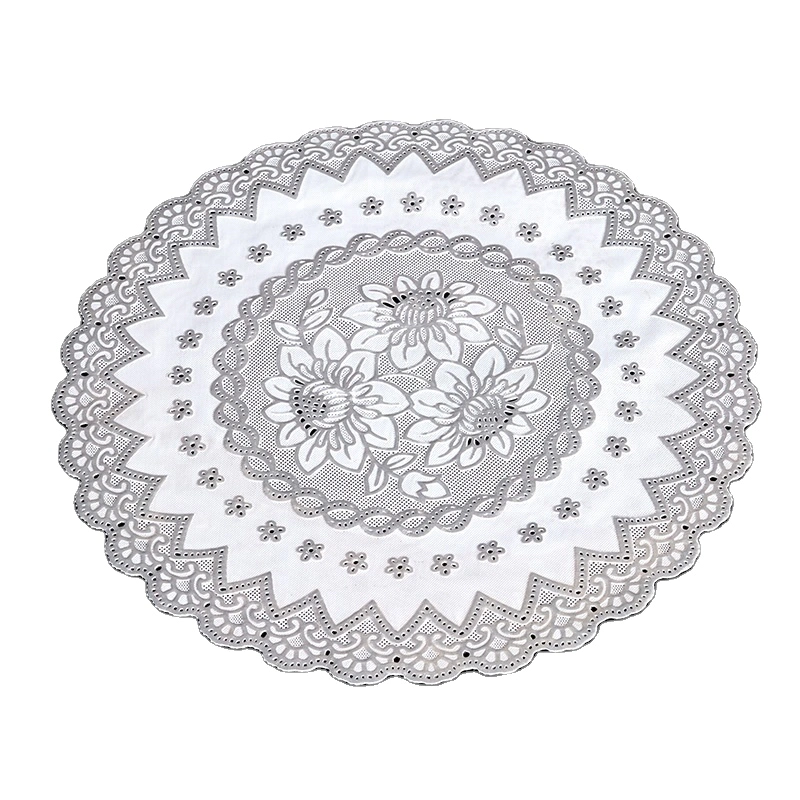 Fancy printed pattern water lily embossed delicate fancy cup mat handmade