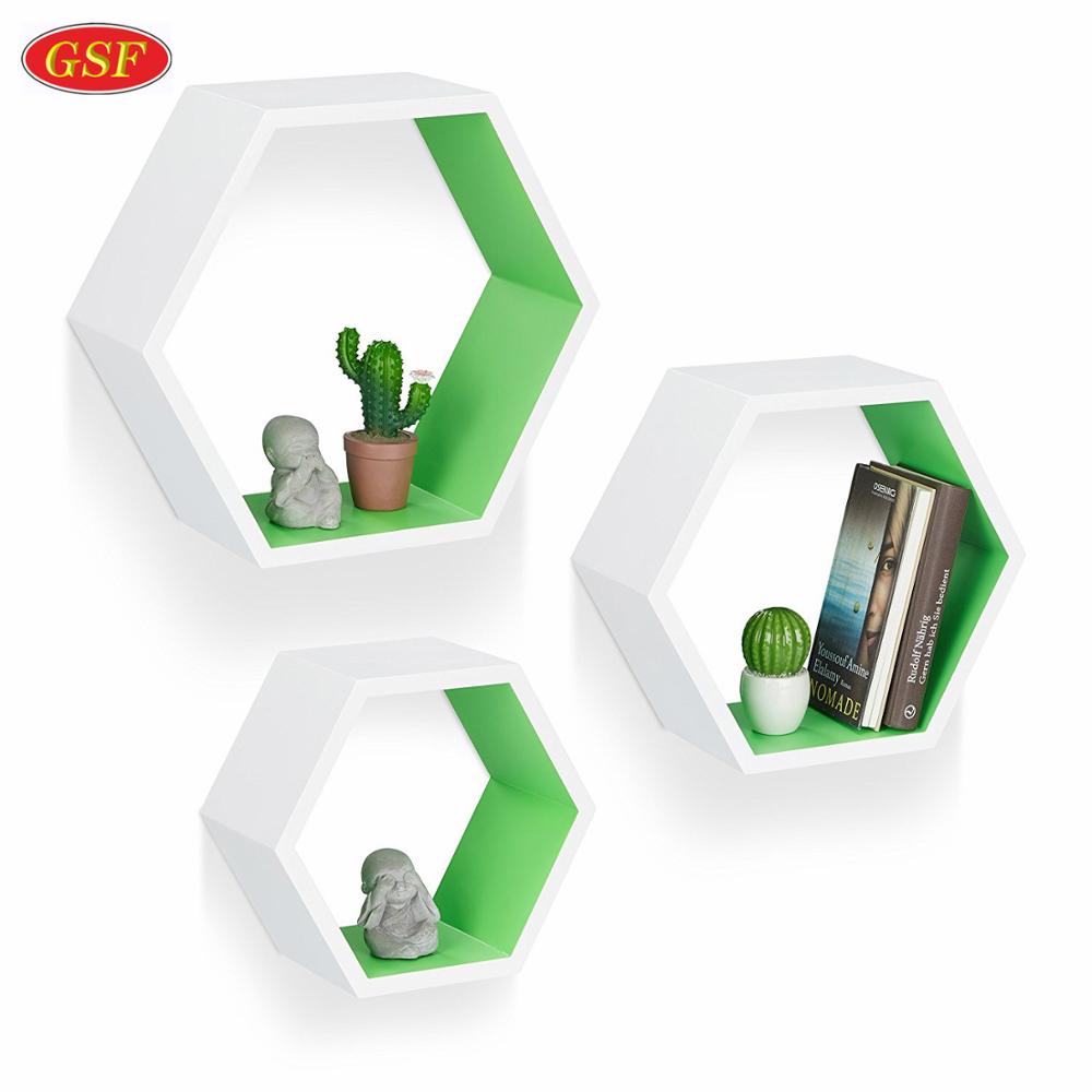 Children home storage colorful wooden mdf floating cube wall shelves decorative