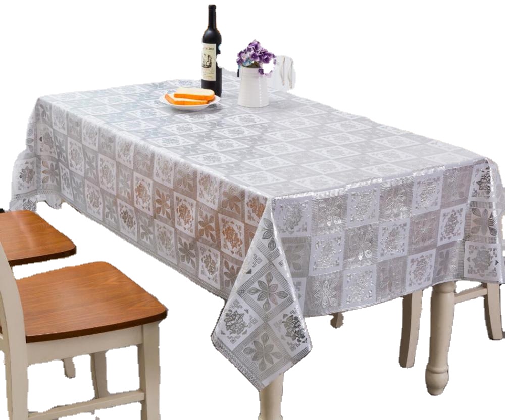 Wholesale Elegant Small Silver Grey Vinyl Oil Cloth PVC Fabric Painting Tablecloth