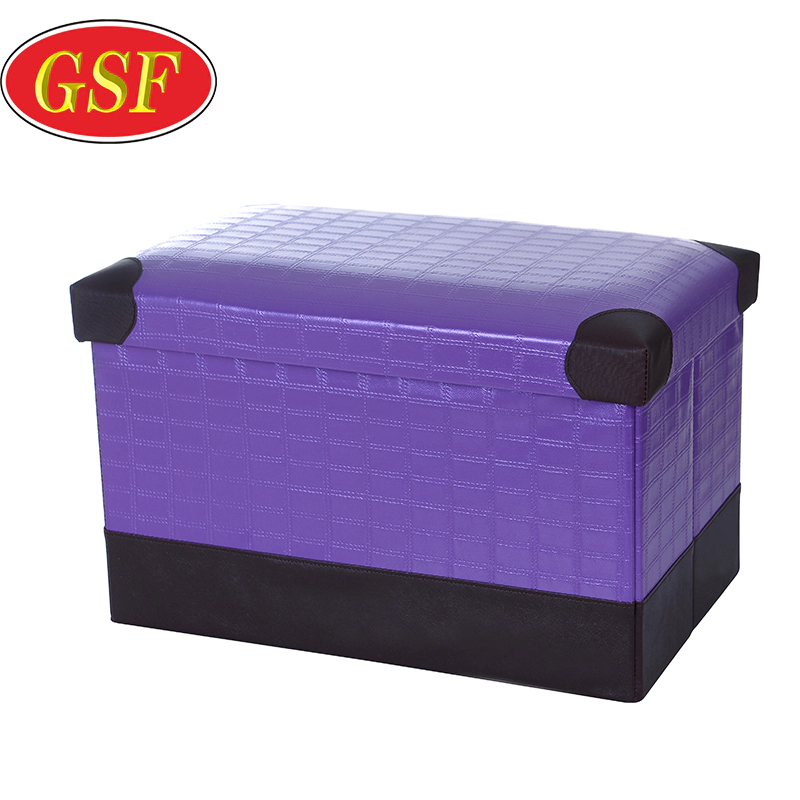 Printing Faux Sundries foldable cotton storage box leather storage ottoman