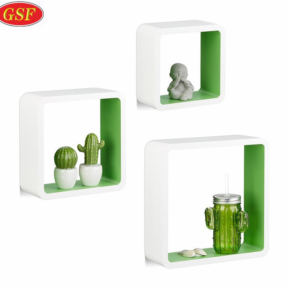 Set of 3 Cube Floating MDF Wall Shelves Cube Shelving Storage Display Shelves for wholesale