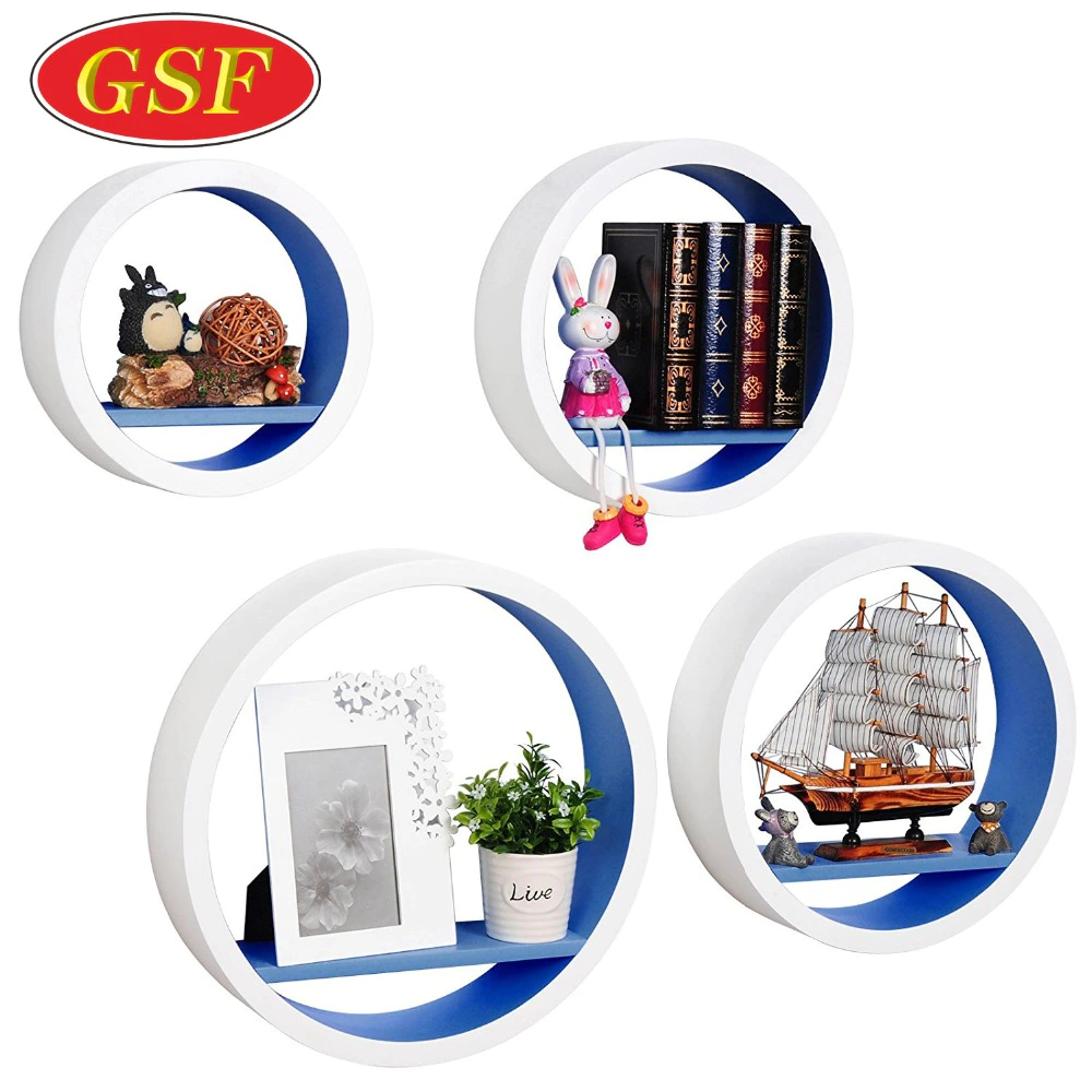 wholesale price Kid room round wall mouted floating wall shelf with partition