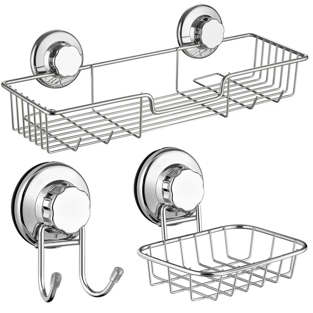 Bath Shower Caddy/Soap Dish/Double Bath Hook-Bath Organizer Kitchen Storage Basket (3 pack)
