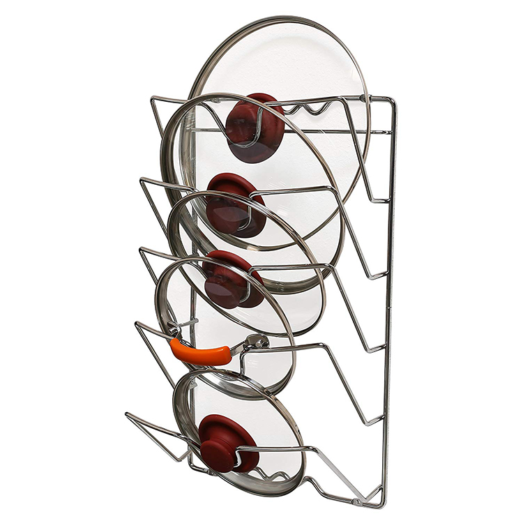 The Most Popular Kitchen Wall Door Mounted Chromium Steel Pot Lid Rack