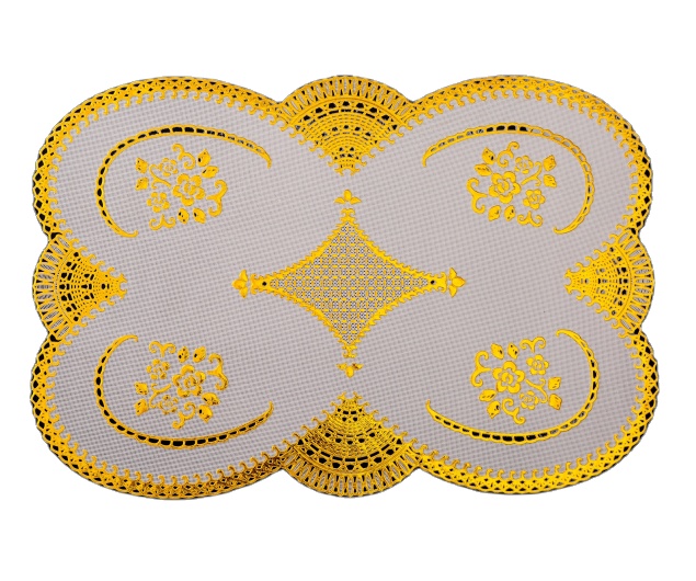 Customised flower beautiful stamp embossed printing gold table mat dining gold table mat