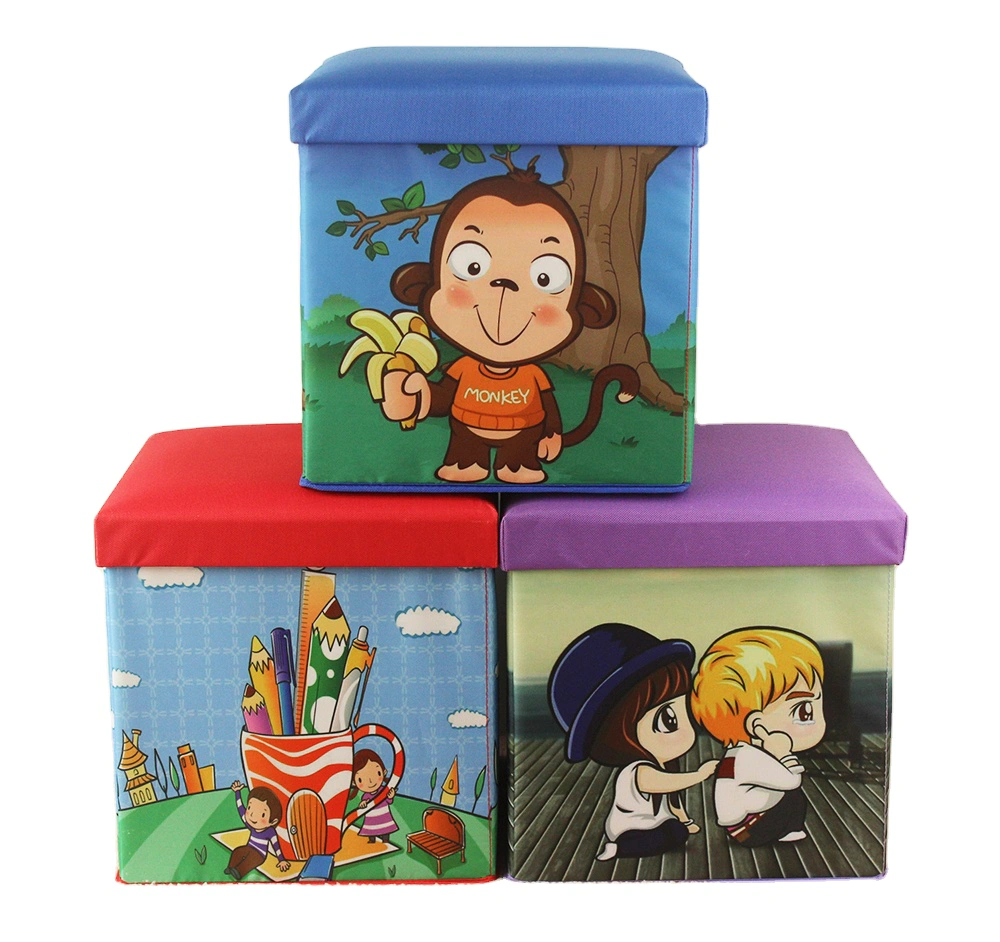 High quality cartoon kids toy cardboard storage ottoman