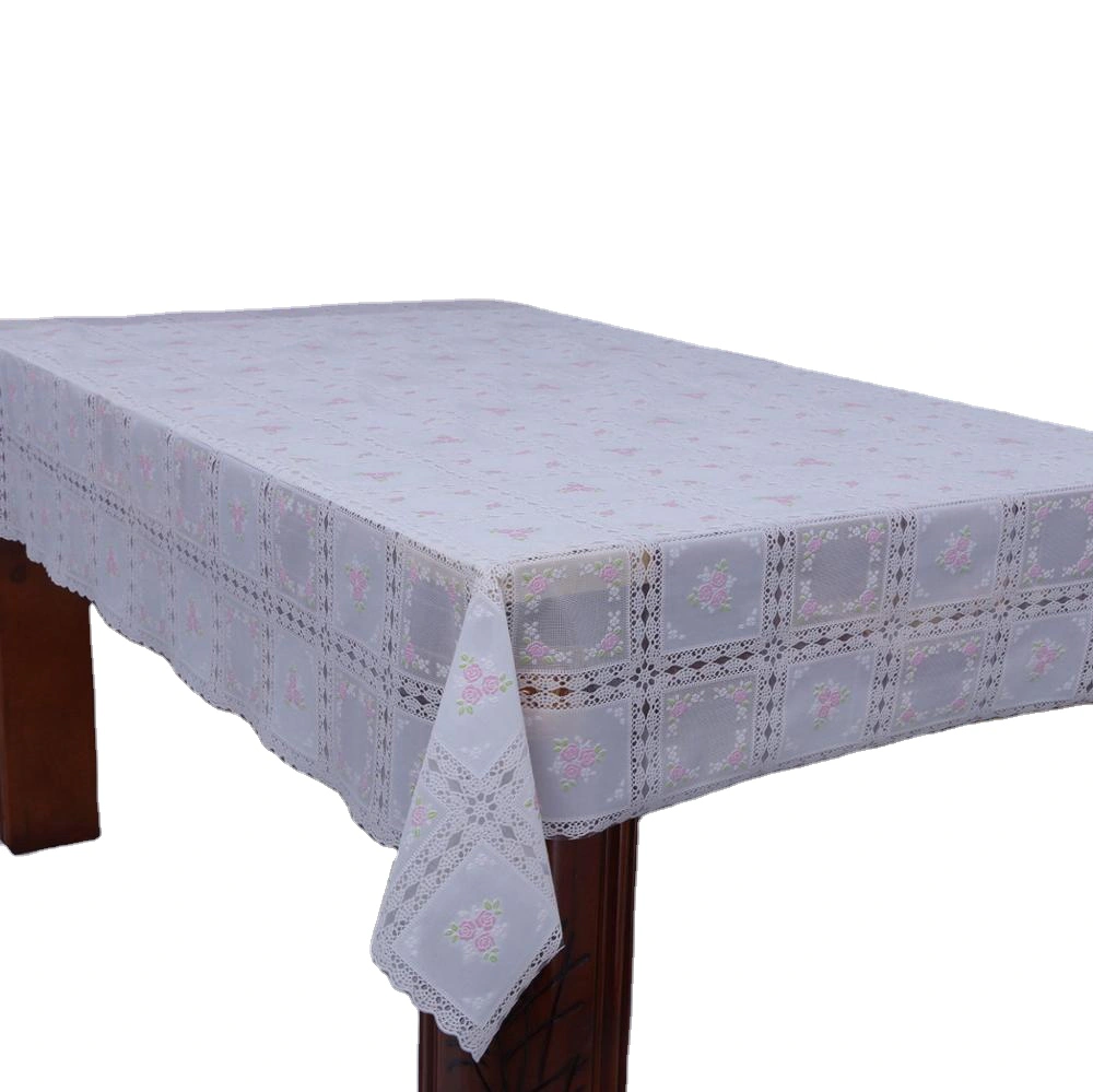 Stamp Colourful Heat Resistant Houseware White Table Cloths Rectangle White Table Cloth