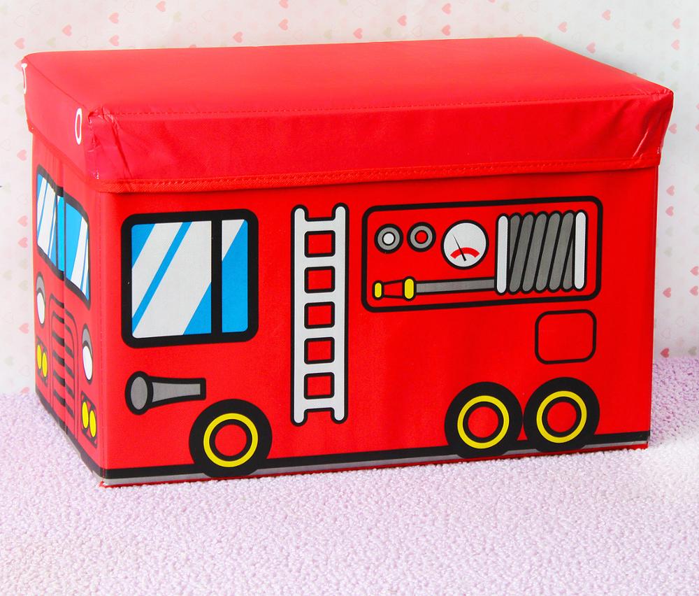 Fire truck cartoon leather car storage stool folding children\'s cartoon folding stool manufacturers direct sales