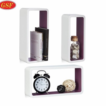 Factory Direct Sale Floating Cube Wall Mount Wooden Shelf MDF Wood Square Wall Shelf