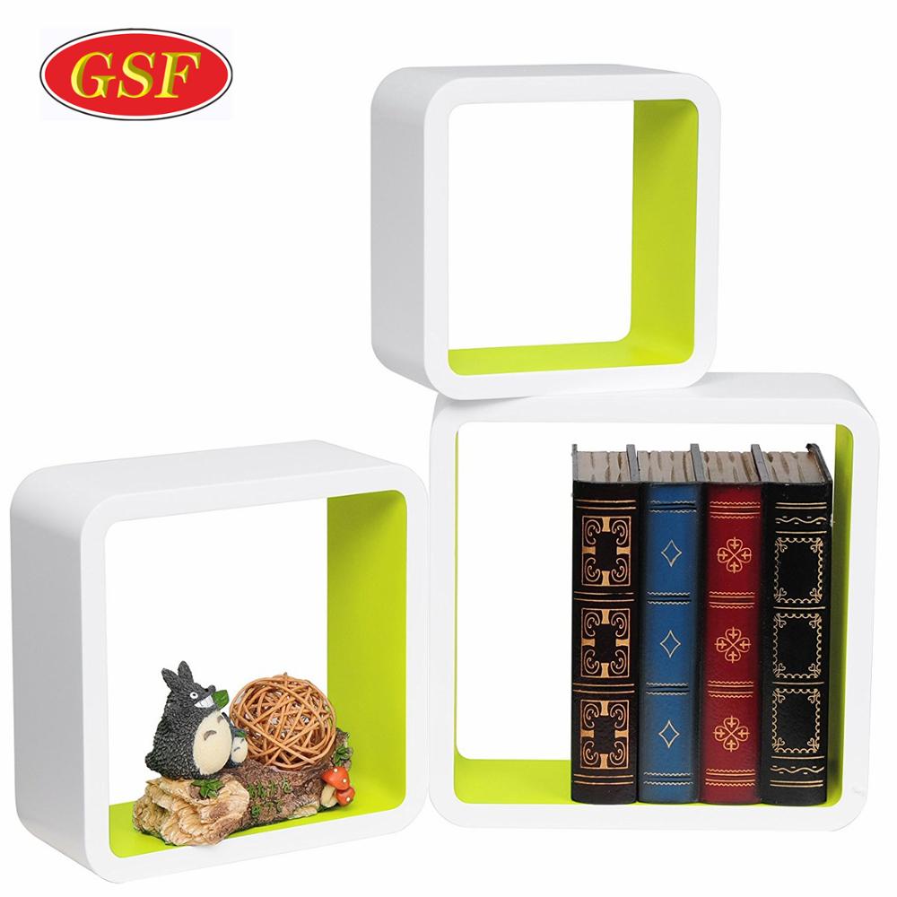modern home decor furniture square wall mounted shelf wood decor shelf