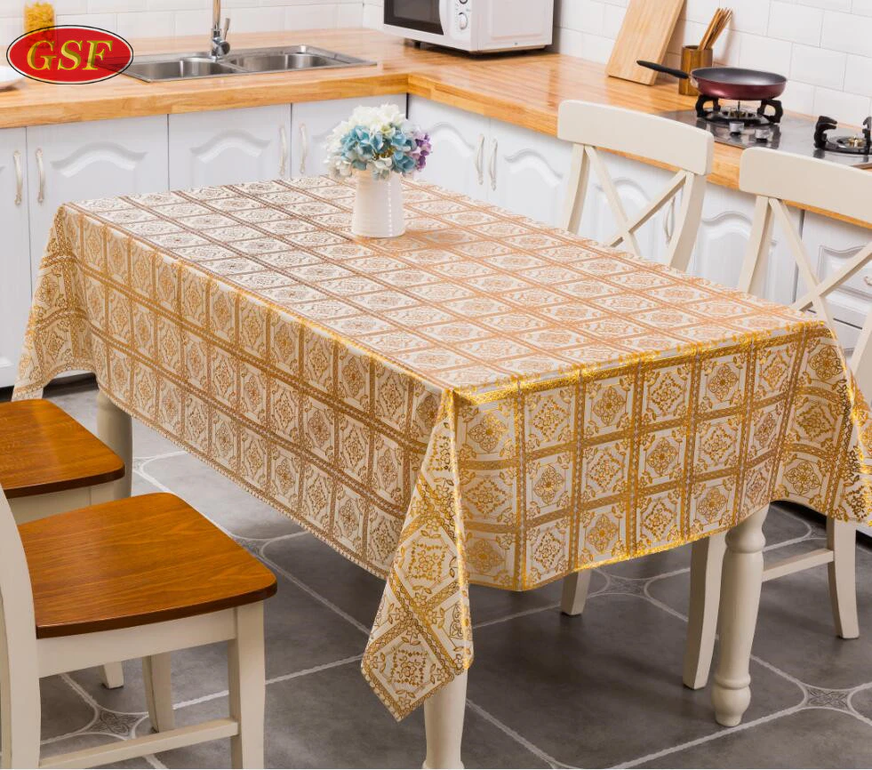 Wholesale design print good quality embroidering rectangular pvc tablecloth