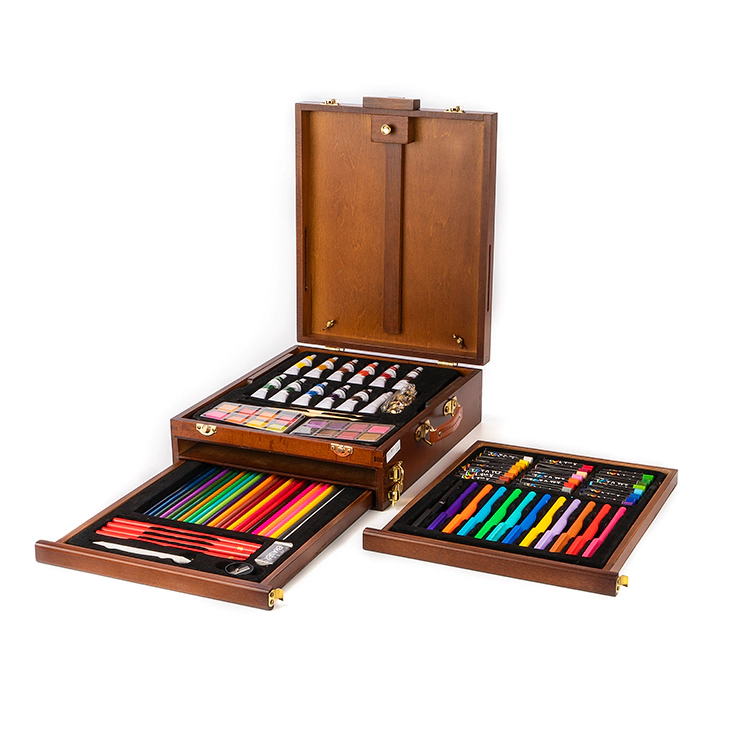 GSF 71pcs High-end Artists Box Sets Wooden Box Painting Tool Art Set for Students