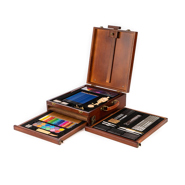 New Design 87pcs GSF Wooden Box  Painting Art Set with easel Professional art painting set