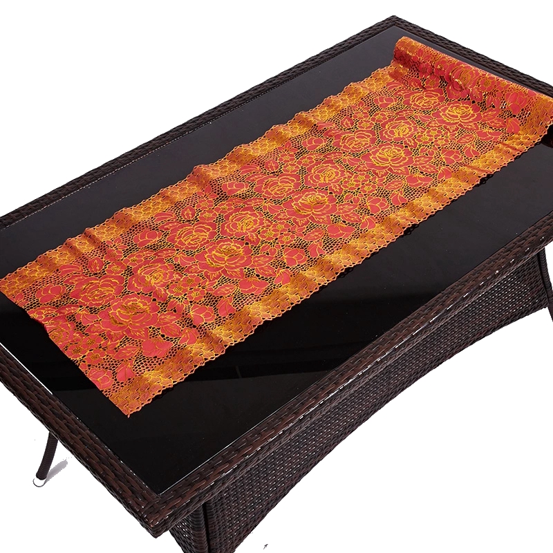 Custom Designed Banquet Table Cloth Mix Color Orange Red Lace Pvc Table Cloth Pvc Table Cloth