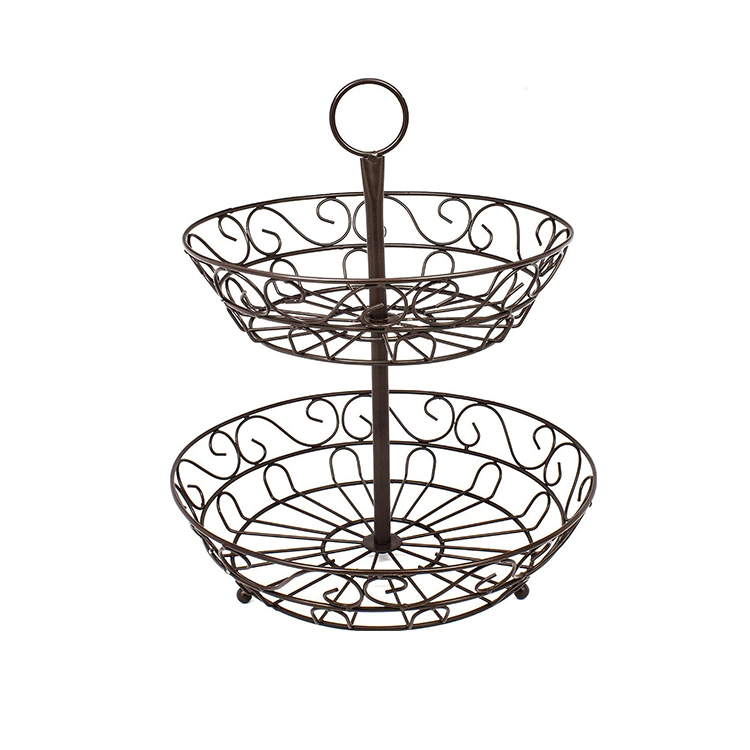 Home kitchen living room detachable multi-functional 2 tiers bowl stand stainless steel fruit basket