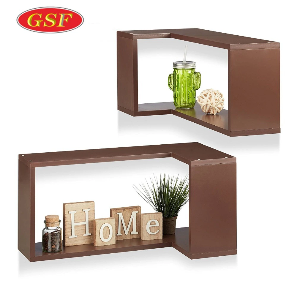 High quality cheap home furniture mdf square cube wooden corner wall shelf