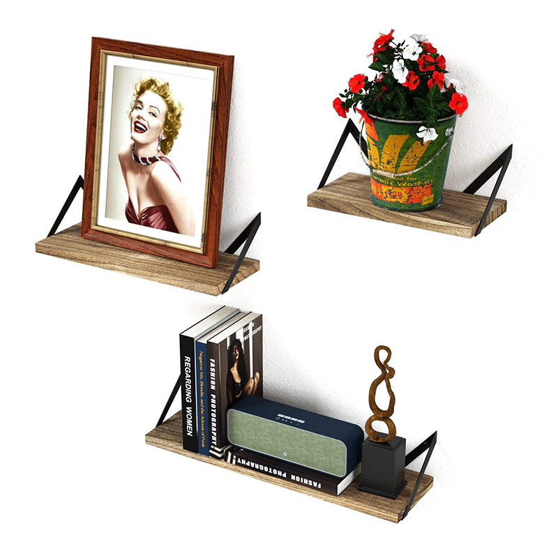 3Pcs/set of retro style iron and wood rak dinding home floating wall shelves home decor