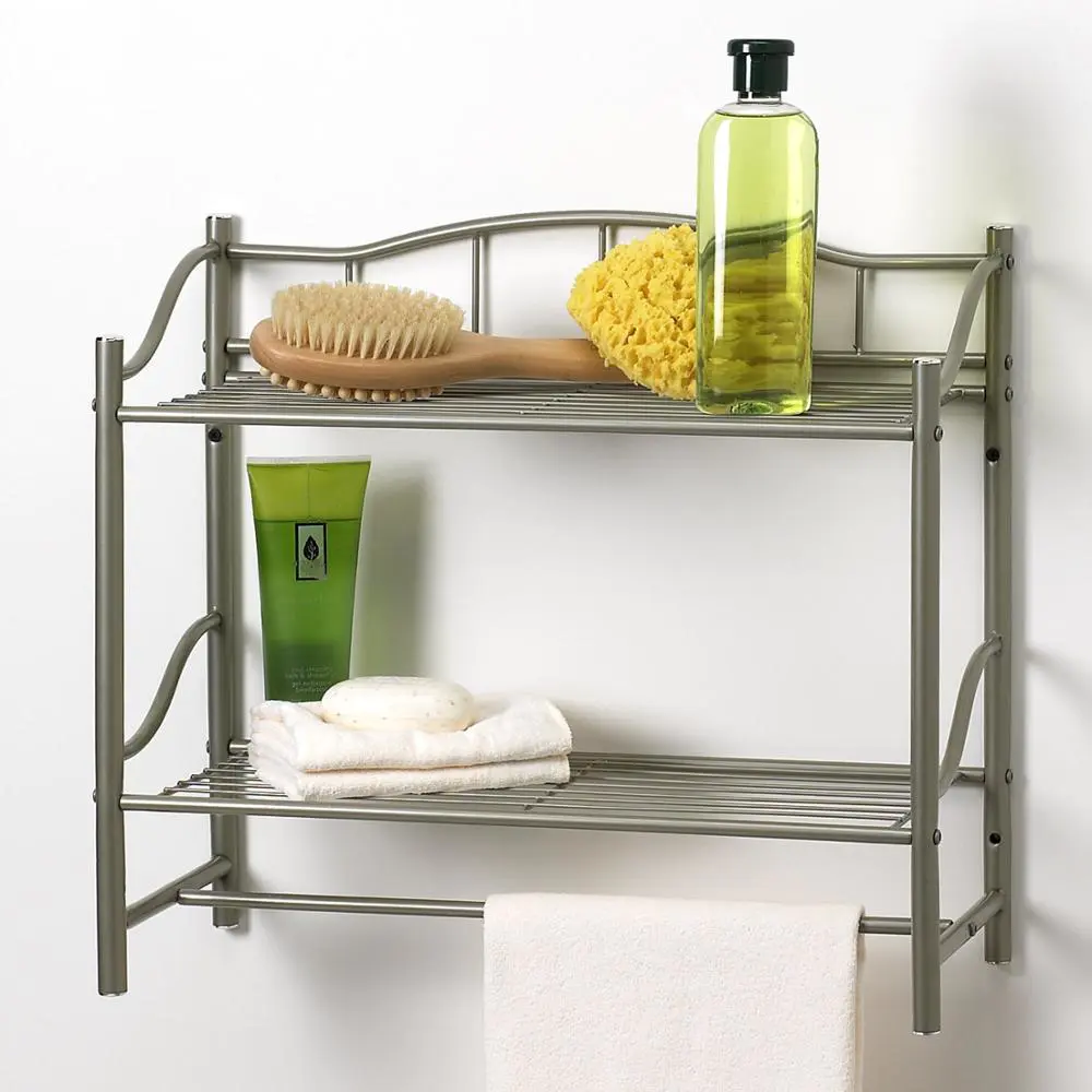 Creative Bath Products Complete Collection 2 Shelf Wall Organizer with Towel Bar
