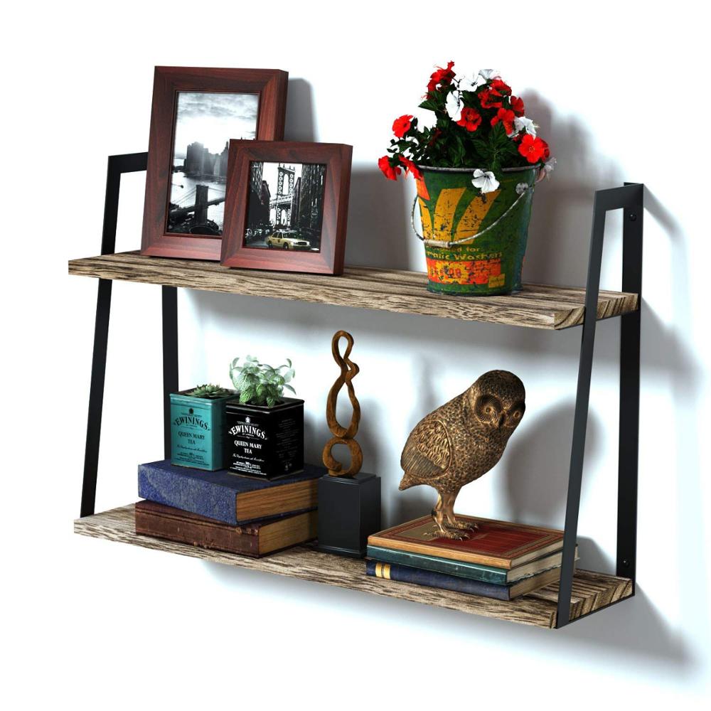 Floating Shelves Wall Mount Rustic Wood Wall Shelf for Living Room Bedroom Decorative