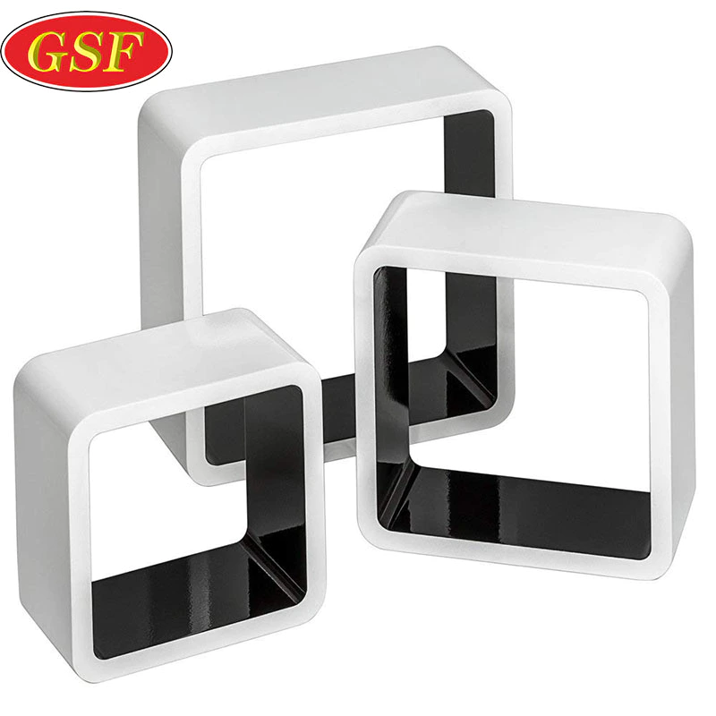 Set of 3 Cube Floating white black small wall shelves wood wall cubes