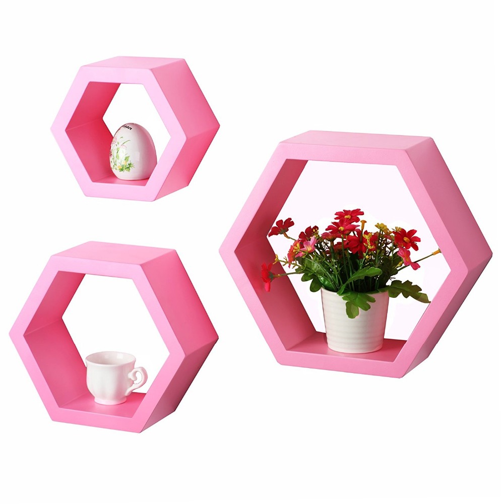 Colorful cute children\'s bedroom decorative wall cube shelf of set 3