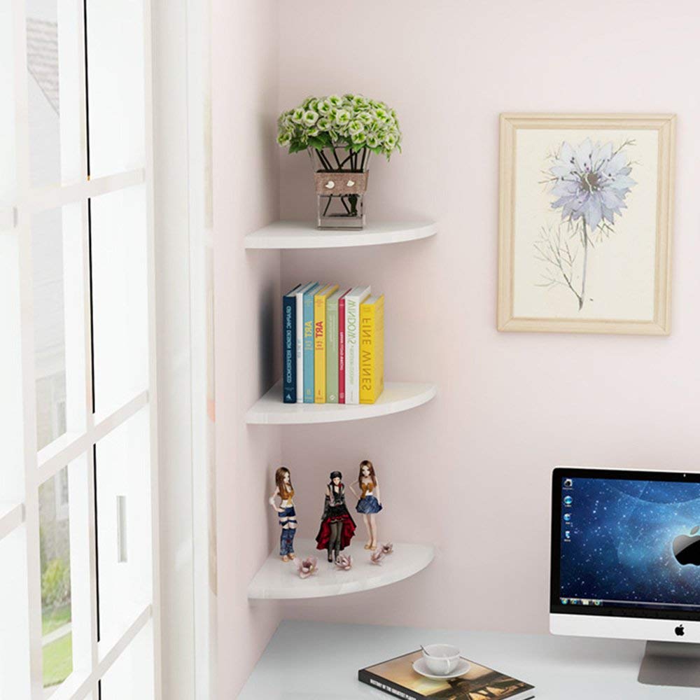 European innovative household wooden MDF floating conner wall shelf