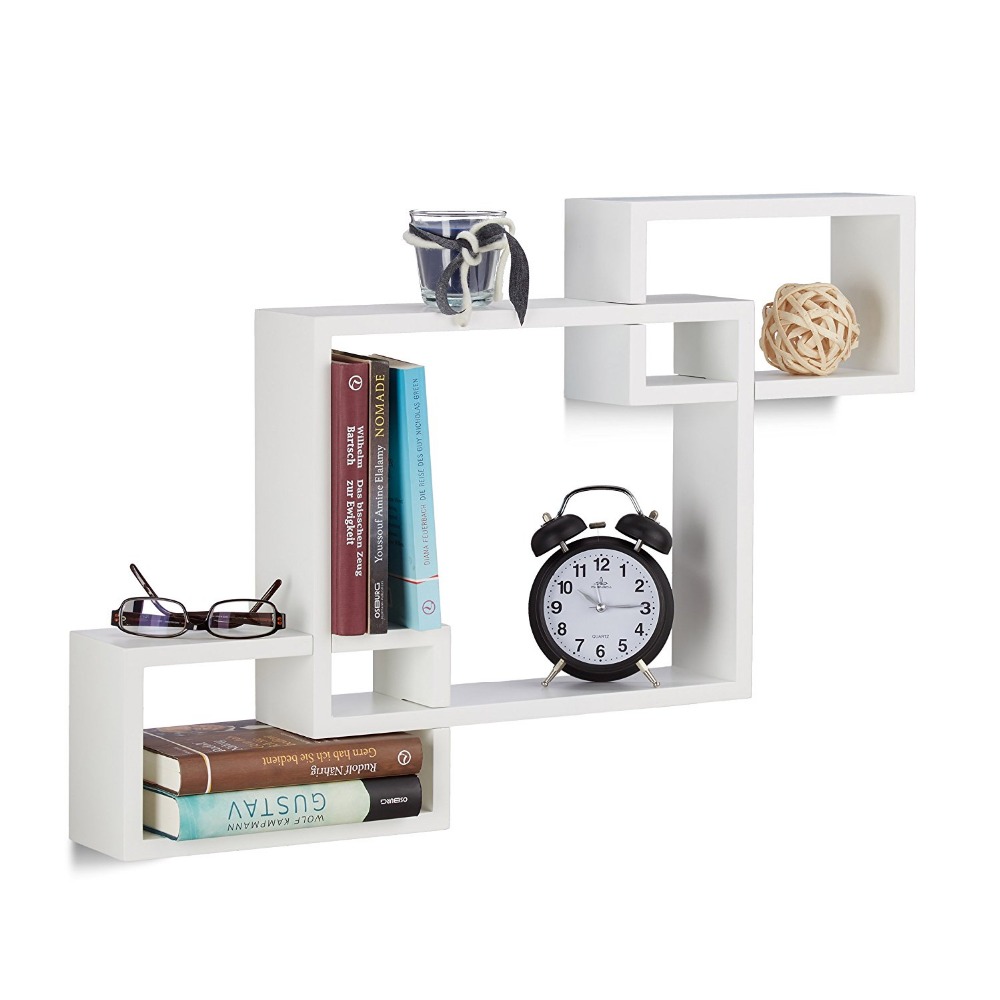 Modern Household White MDF Wooden Corner Book Display Shelf