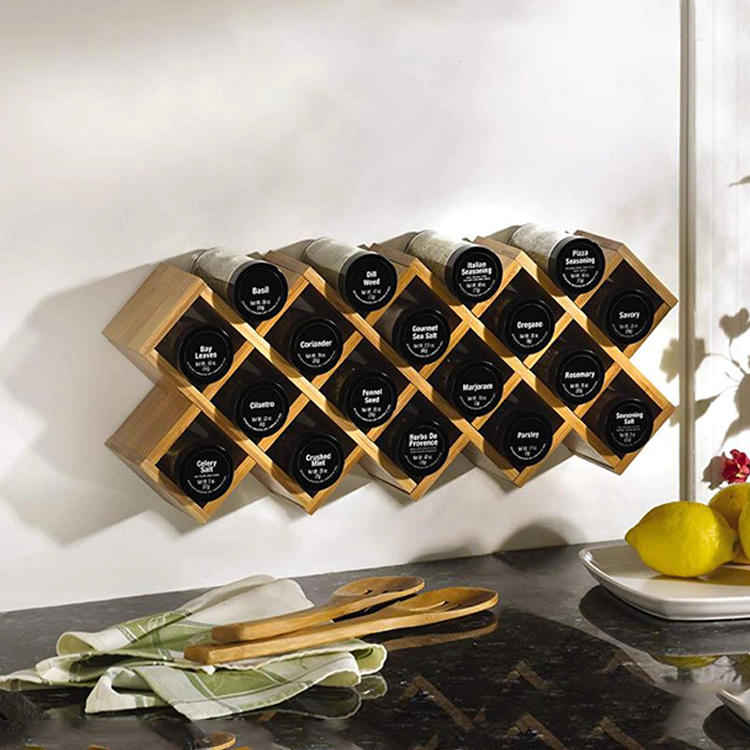 China Supplier Factory Wholesale Bamboo Countertop Spice Jar Rack for kitchen