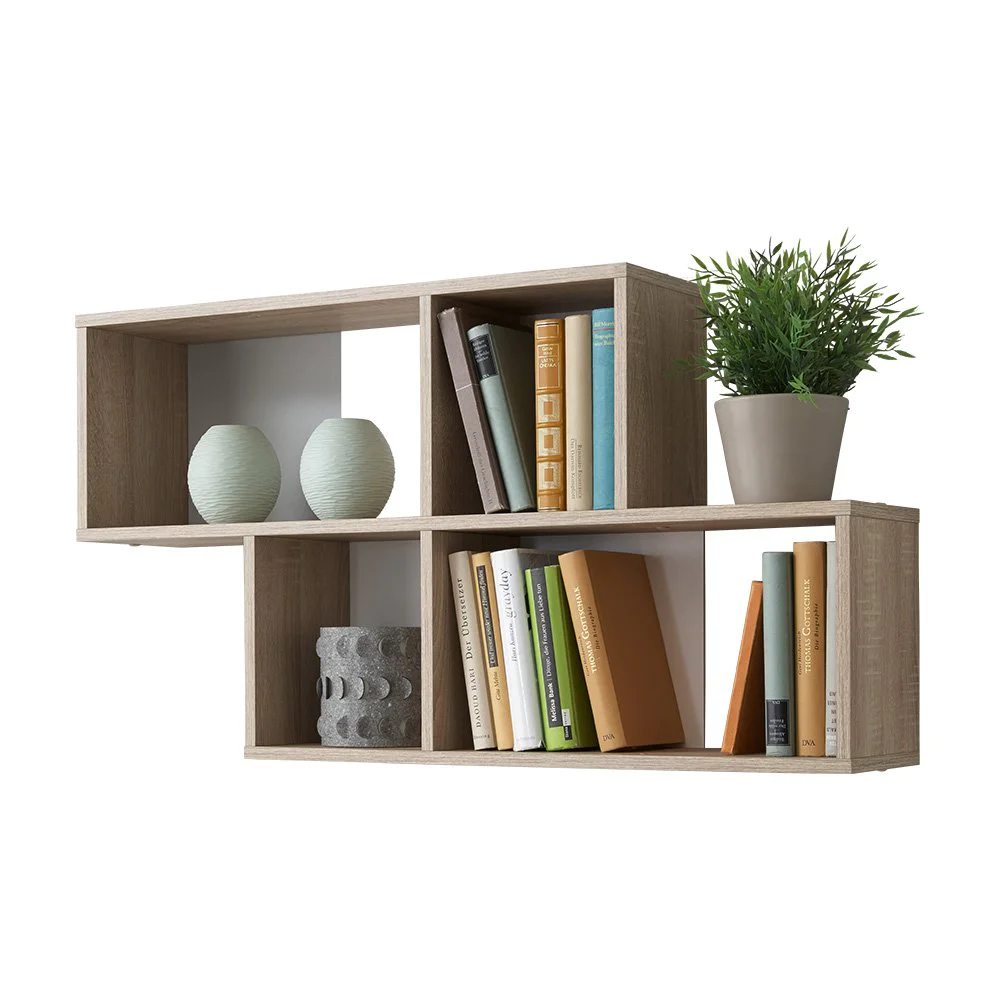 Modern style living room furniture simple wood bookshelf cube floating wall shelf