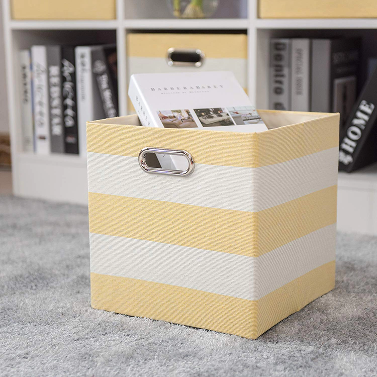 11 inch Fabric Drawers Striped Collapsible Kid storage Cube Bins Boxes Basket Containers storage basket box for Nursery