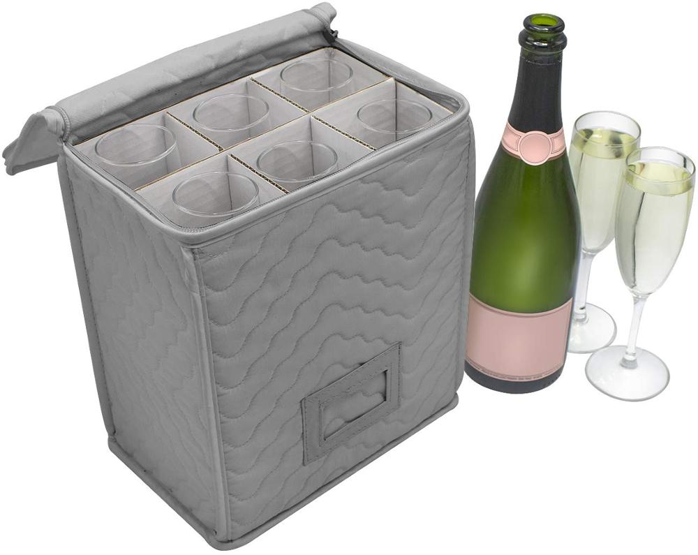 Fine China Case foldable fabric wine glass storage box for kitchen room