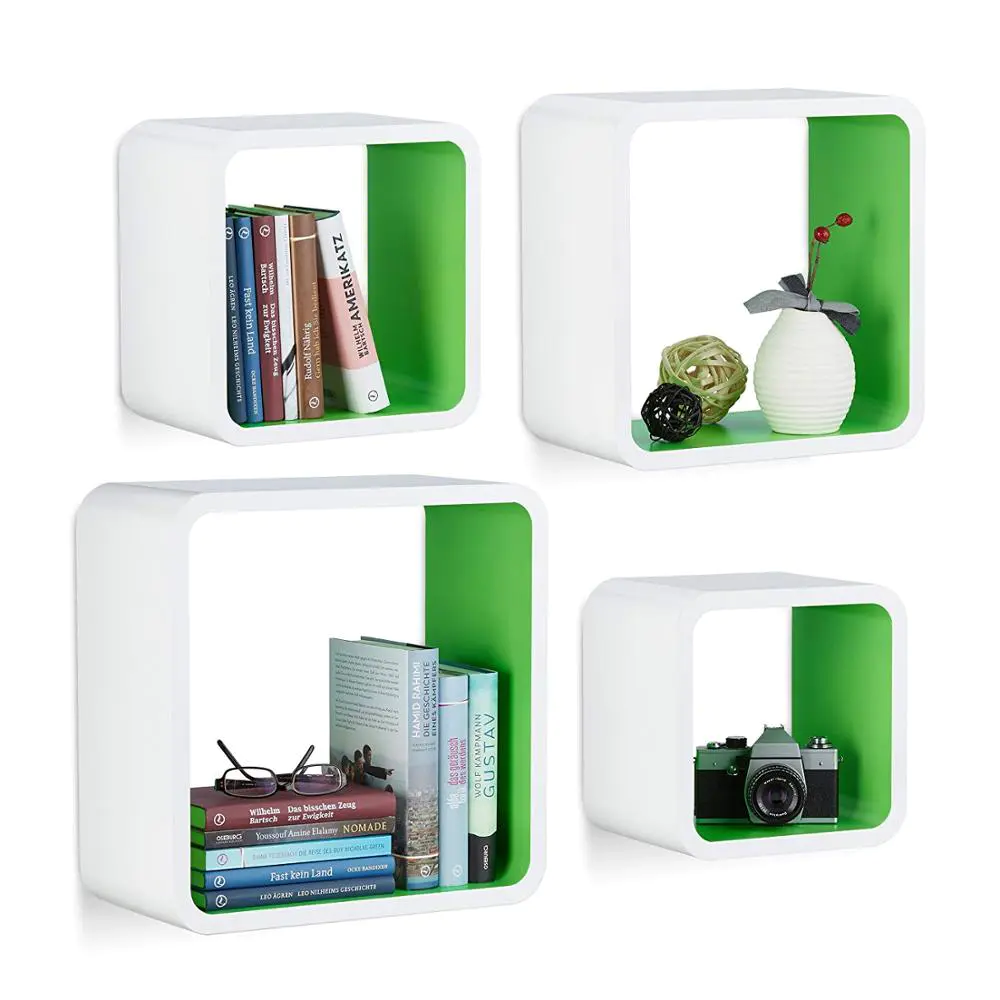 Diy Home Decorative Wooden Bookcase MDF Floating Cube Storage Shelf