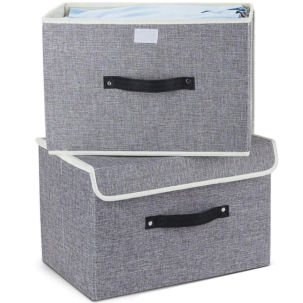 Wholesale Promotional Home Fabric Storage Box Set Of 2 Storage Box With Lid Foldable Storage