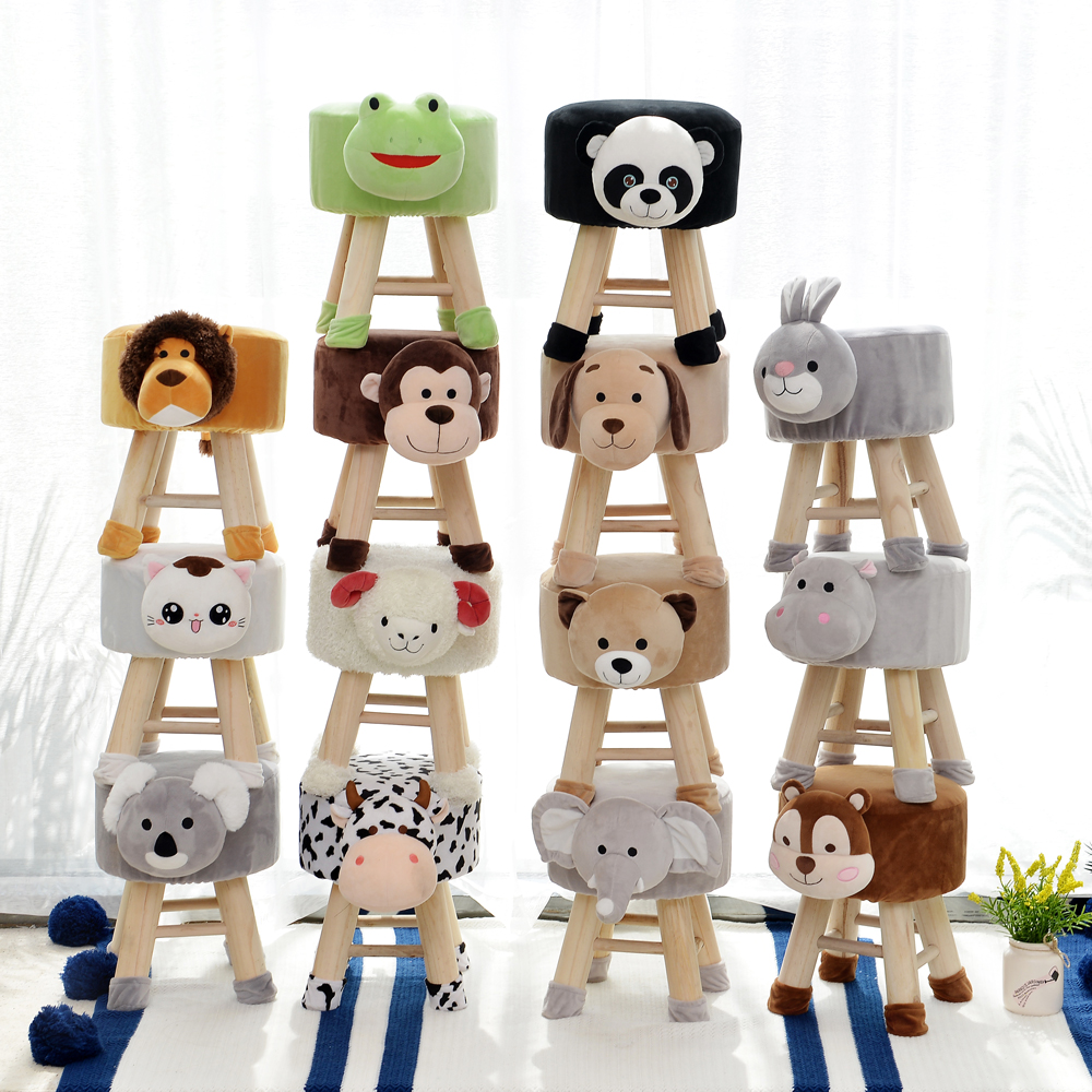 Customized popular modern home furniture cute animal shape storage kids step stool animal ottoman stool