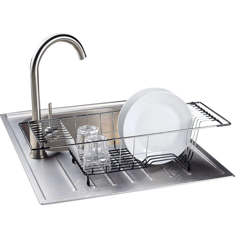 Over-The-Sink Kitchen Dish Drainer Rack, Durable Chrome-plated Steel Kitchen Dish Rack