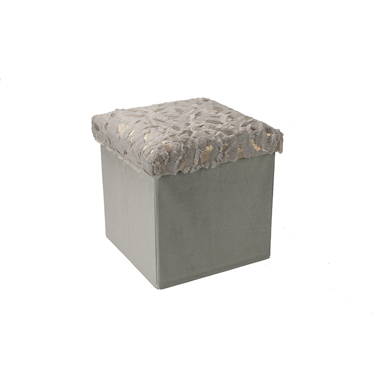 Gray Flannel Foldable Multifunction Storage Box Home Space Save Storage Stool