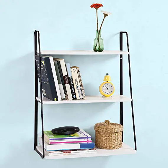 Eco-friendly set of 3 Floor wooden home wall mount shelf for storage