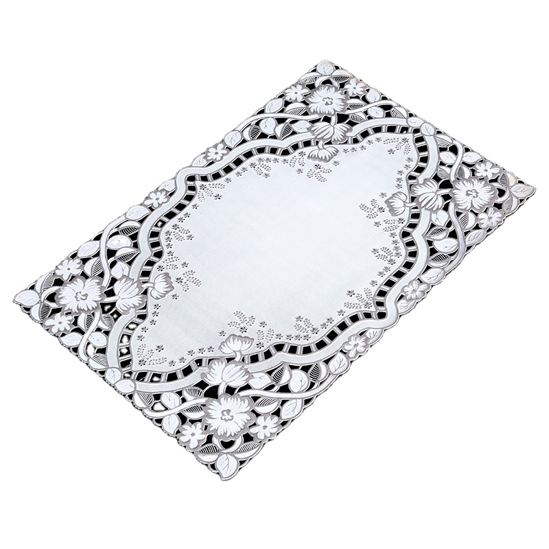 Custom Japanese good quality rectangle shaped hollow flower silver coffee cup mats