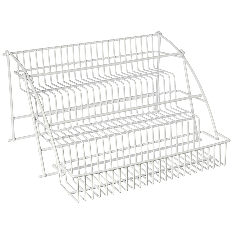 Simple Fresh Style White Pull Down 3 grid Kitchen Spice Rack