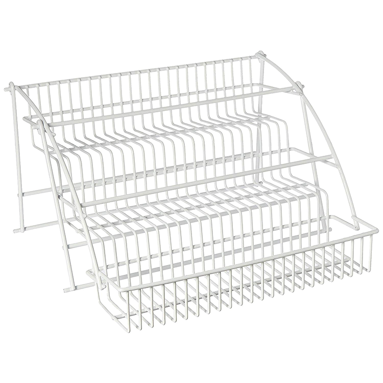Simple Fresh Style White Pull Down 3 grid Kitchen Spice Rack