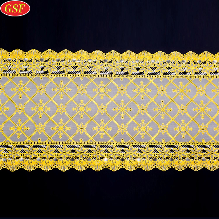 Excellent Quality Anti-slip Golden Rectangle Embroidered Flower Design Table Cloth