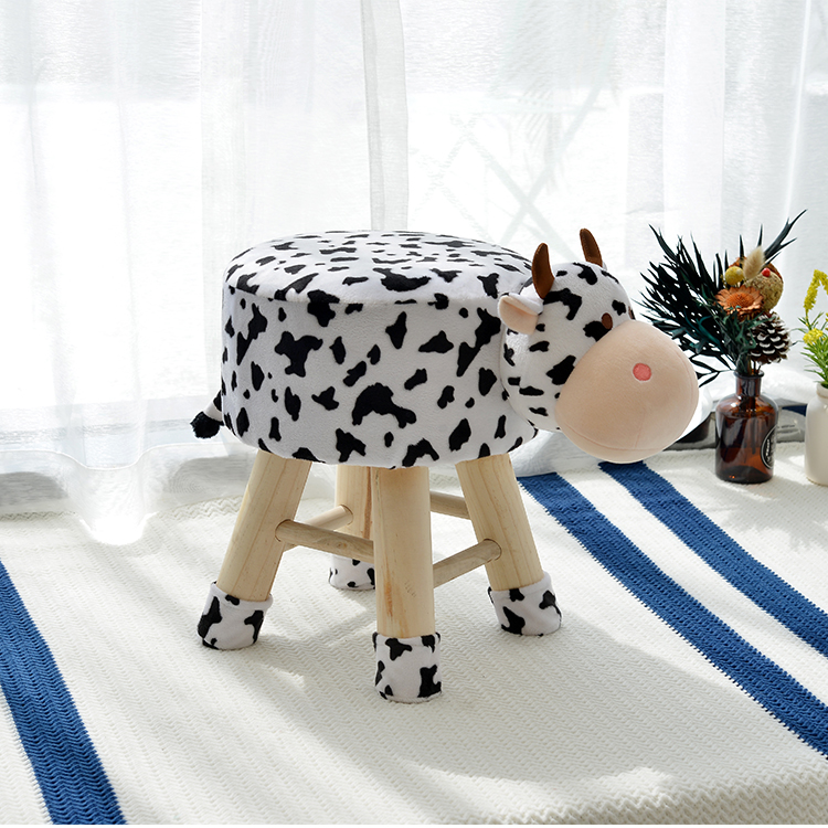 Modern design animal ottoman stool for kids and children Cow animal shape stool